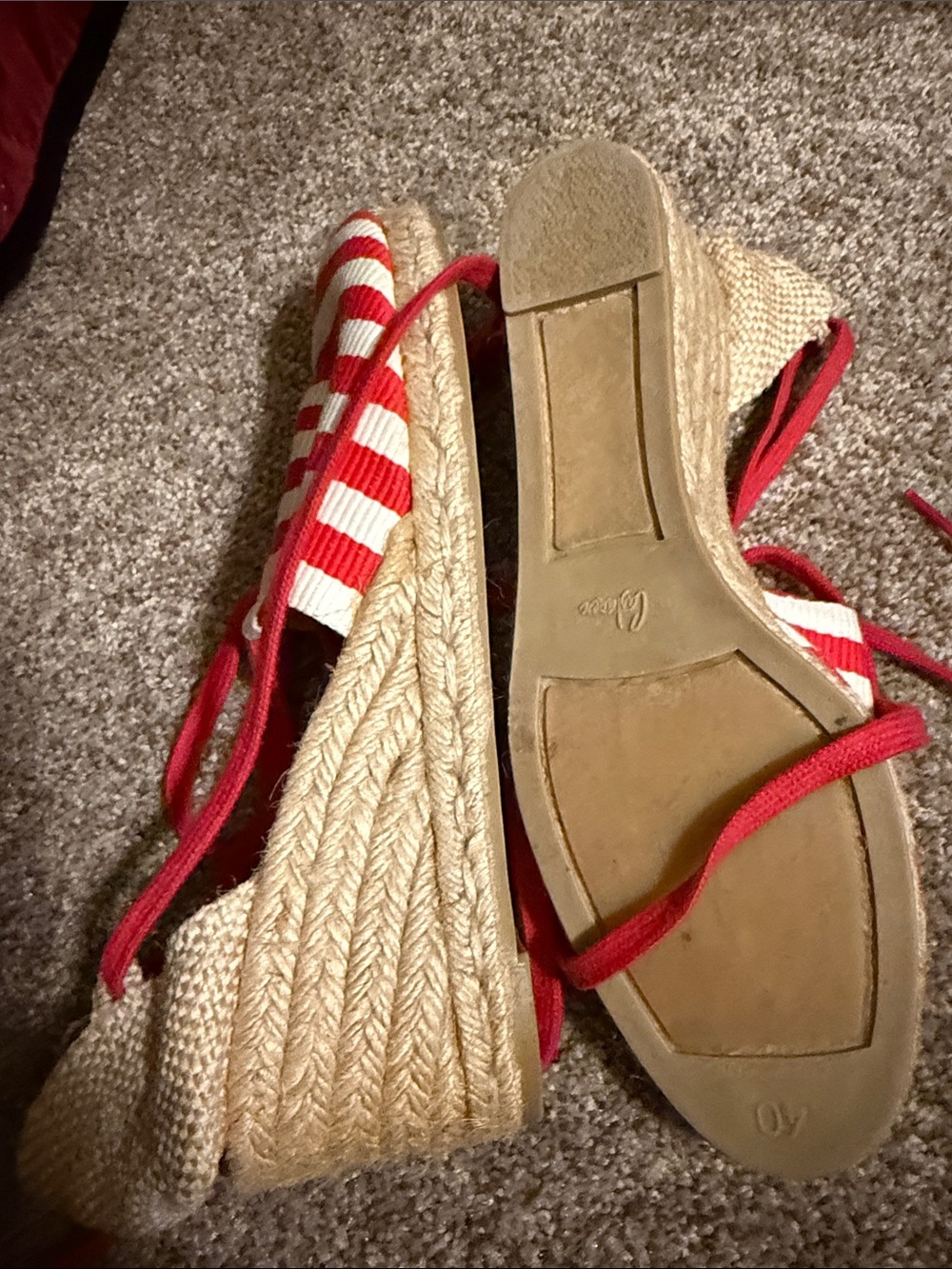 Castaner Red and White Striped Lace-Up Espadrilles - Picture 5 of 5